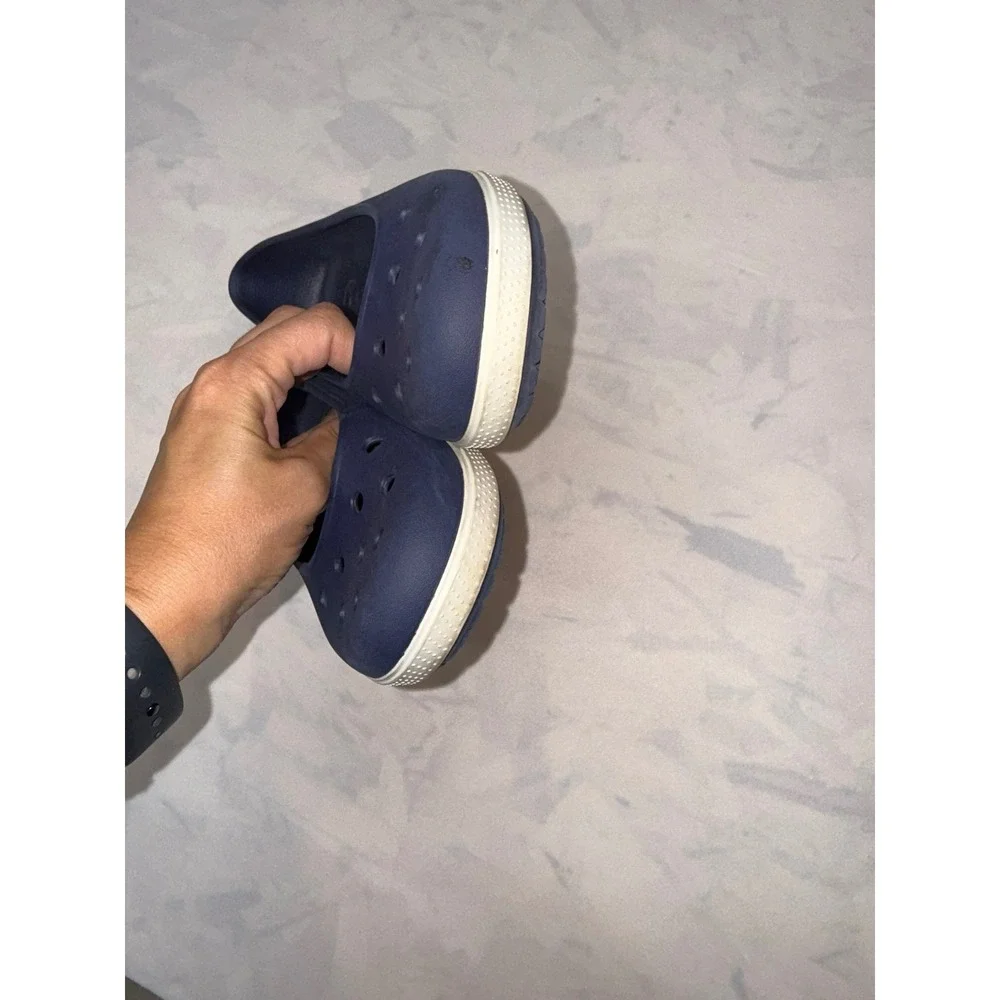 CROCS Airy Womens 7 Navy Blue White Slip On Waterproof Ballet Flats Bin 1